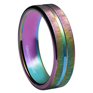 4mm - Women's Tungsten Wedding Band. Rainbow Anodized Tungsten Carbide Wedding / Engagement Rings