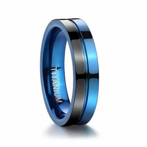 5mm - Women's Titanium Wedding Band. Duo Tone Black and Blue Light Weight and Comfort Fit
