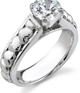 0.20 Carat Diamond Heart Engagement Ring, 14K White Gold