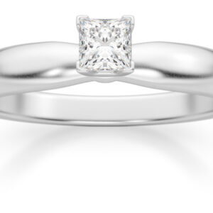 0.20 Carat Princess Cut Diamond Solitaire Ring, 14K White Gold