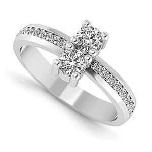 0.20 Carat Two Stone Diamond Ring in 14K White Gold