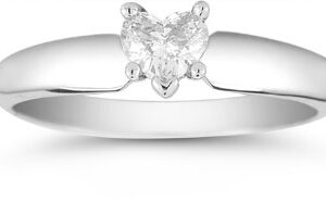 0.25 Carat Heart-Shaped Diamond Solitaire Ring in 14K White Gold