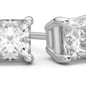 0.25 Carat Princess Cut Diamond Stud Earrings in 14K White Gold