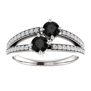 0.50 Carat "Only Us" Black Diamond Engagement Ring in 14K White Gold