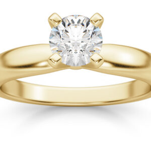 0.50 Carat Round Diamond Solitaire Ring, 14K Yellow Gold