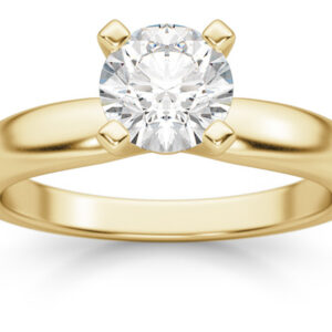 0.75 Carat Round Diamond Solitaire Ring, 14K Yellow Gold