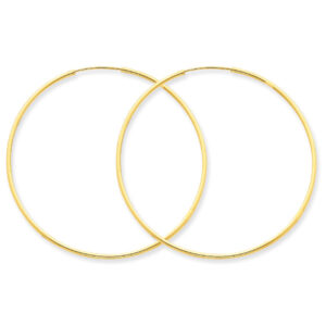 1 3/4" inch Endless hoop Earrings in 14K Yellow Gold