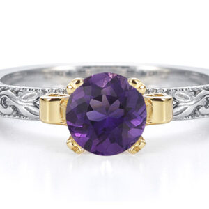 1 Carat Art Deco Amethyst Engagement Ring