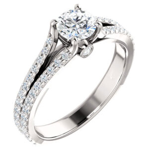 1 Carat French-Set Dual Band Diamond Engagement Ring