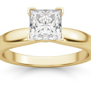 1 Carat Princess Cut Diamond Solitaire Ring, 14K Gold