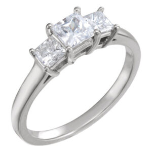 1 Carat Princess-Cut Three-Stone Diamond Engagement or Anniversary Ring