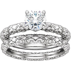 1 Carat Sculpted Diamond Engagement Bridal Ring Set