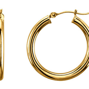 1-Inch 14K Yellow Gold Hinged Hoop Earrings (3mm)