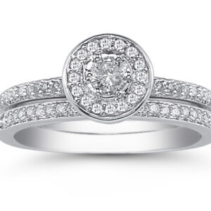 1.00 Carat Diamond Wedding Ring Set