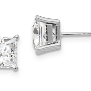 1.42 Carat Princess-Cut Moissanite Stud Earrings in 14K White Gold