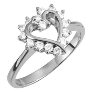 1/3 Carat Heart Halo Diamond Ring in White Gold