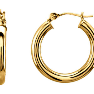 13/16" 14K Yellow Gold Hinged Hoop Earrings, 3mm
