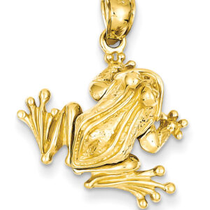 14K Gold 3D Moveable Frog Pendant