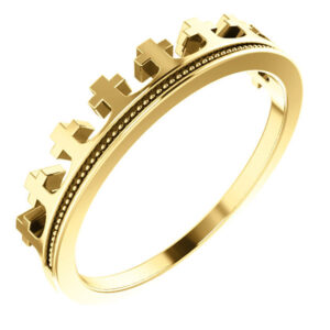 14K Gold Crown of Glory Cross Ring for Women