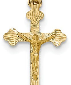 14K Gold Crucifix Pendant with Diamond-Cut Design