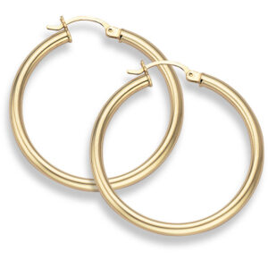 14K Gold Hoop Earrings - 1 1/2" diameter (3mm thickness)