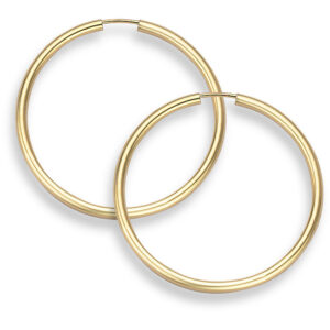 14K Gold Hoop Earrings - 1 3/16" diameter (2mm thickness)