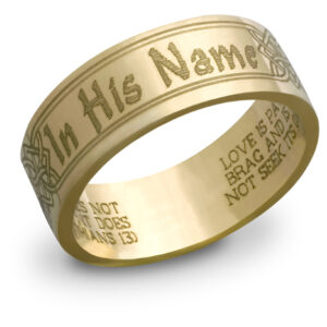 14K Gold "In His Name" Bible Verse Ring