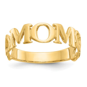 14K Gold Mom Ring with Heart