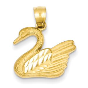 14K Gold Swan Pendant