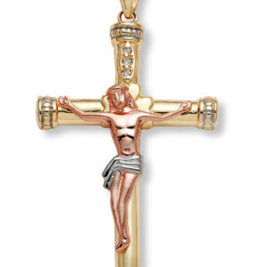 14K Gold Tri-Color Crucifix Pendant