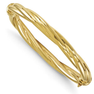 14K Gold Twist Hinged Bangle Bracelet