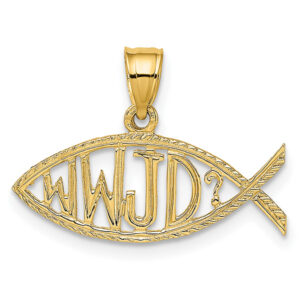 14K Gold WWJD Ichthus Pendant