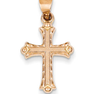 14K Rose Gold Cross Pendant for Women