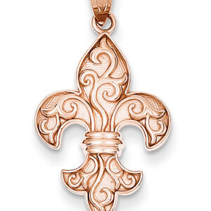 14K Rose Gold Fleur-de-Lis Pendant Necklace