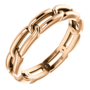 14K Rose Gold Link Design Wedding Band Ring for Women