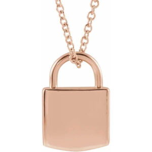 14K Rose Gold Padlock Pendant Necklace