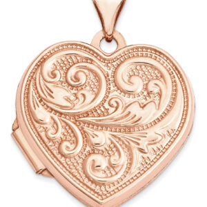 14K Rose Gold Paisley Heart Locket Pendant