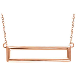 14K Rose Gold Rectangle Necklace