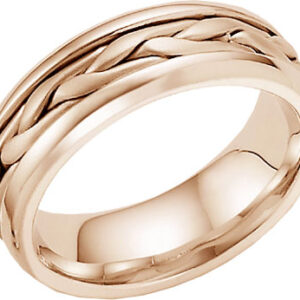 14K Rose Gold Wide Braided Wedding Band Ring