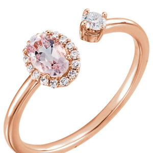 14K Rose Morganite Open 2-Stone and Diamond Ring