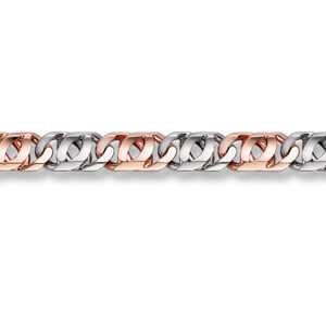 14K Rose and White Gold Designer Curb Bracelet