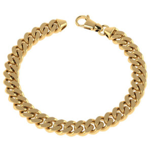 14K Solid Gold 8.1mm Handmade Heavy Curb Link Bracelet