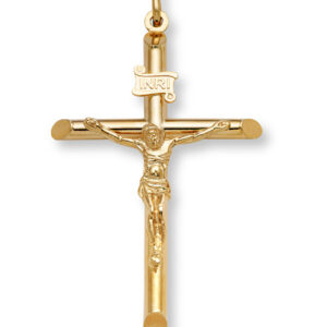 14K Solid Gold Crucifix Pendant Necklace