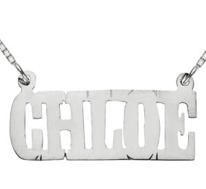 14K Solid White Gold Custom Name Pendant, Chloe Design