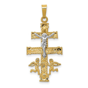 14K Two-Tone Caravaca De La Cruz Crucifix Pendant