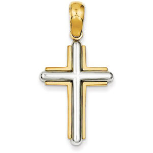 14K Two-Tone Gold Cross Pendant