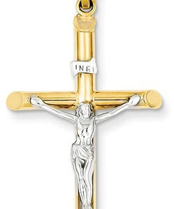 14K Two-Tone Gold Crucifix Pendant