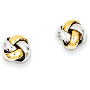 14K Two-Tone Gold Knot Post Earrings