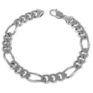 14K White Gold 6.8mm Handmade Figaro Bracelet