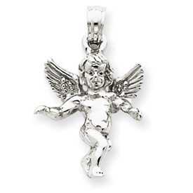 14K White Gold Angel Pendant